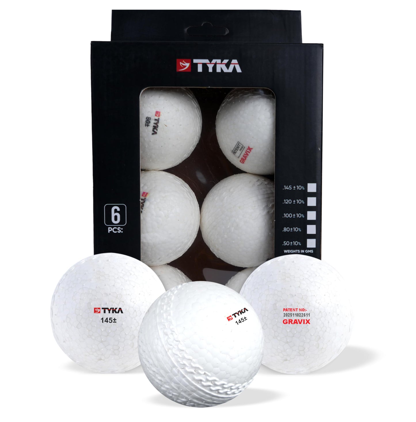 TYKA Heavy Gravix Moisture Resistant Cricket Ball – 145± g